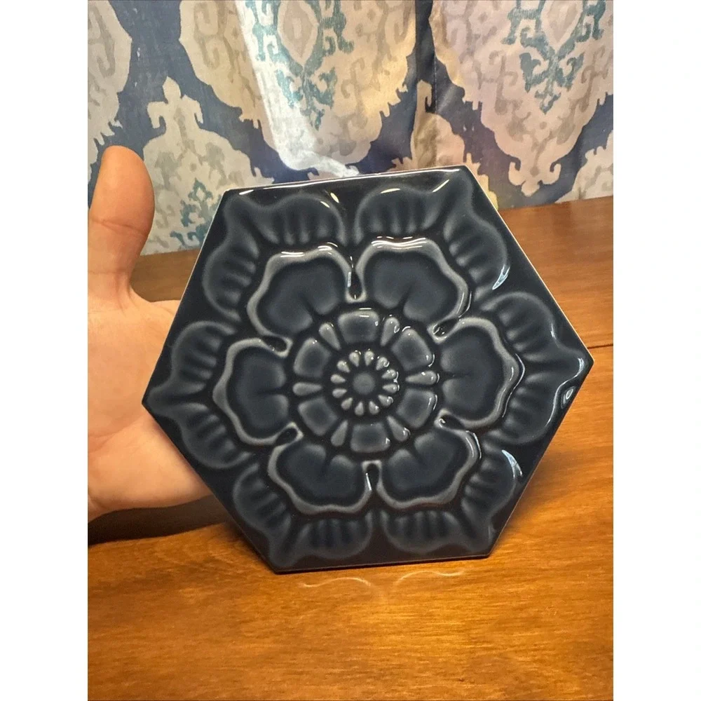 Two Wall‎ Hanging Tiles Made In Spain ~ Blue Flowers